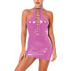 Plus Size Sleeveless Wet Look PVC Tight Dress Lace Up Bandage Shiny PU Leather Mini Dress Sexy Halter Backless Clubwear Sundress