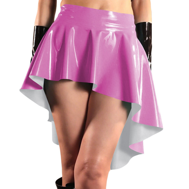 Glossy High Waist Irregular Hem A-line Skirts PVC Vinyl Leather Swallow Tail Skirt Plus Size Club Swing Pleated Mini Skirts 8XL