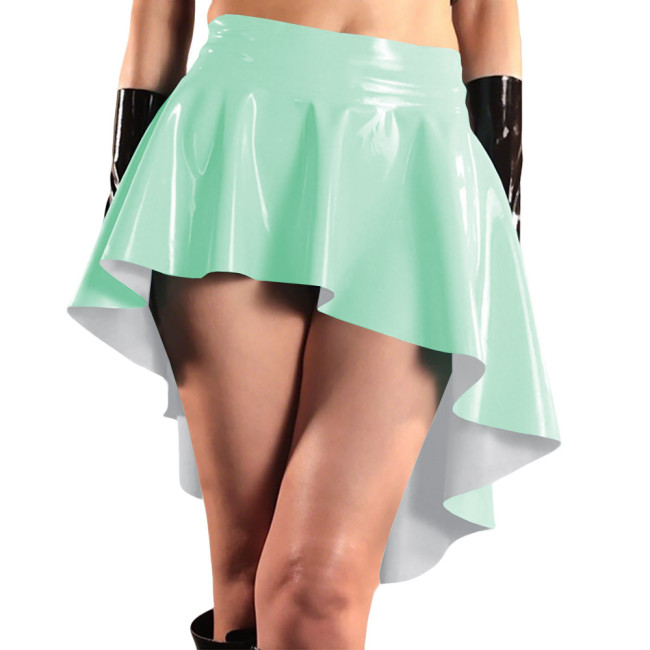 Glossy High Waist Irregular Hem A-line Skirts PVC Vinyl Leather Swallow Tail Skirt Plus Size Club Swing Pleated Mini Skirts 8XL