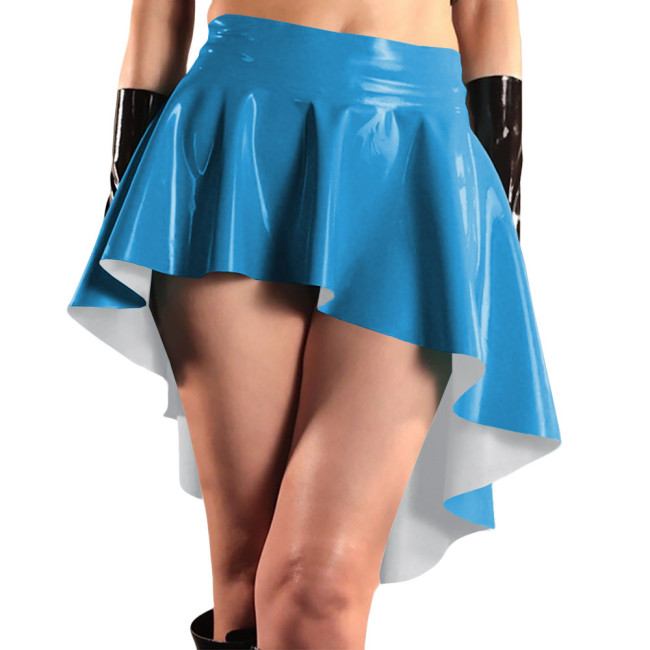 Glossy High Waist Irregular Hem A-line Skirts PVC Vinyl Leather Swallow Tail Skirt Plus Size Club Swing Pleated Mini Skirts 8XL