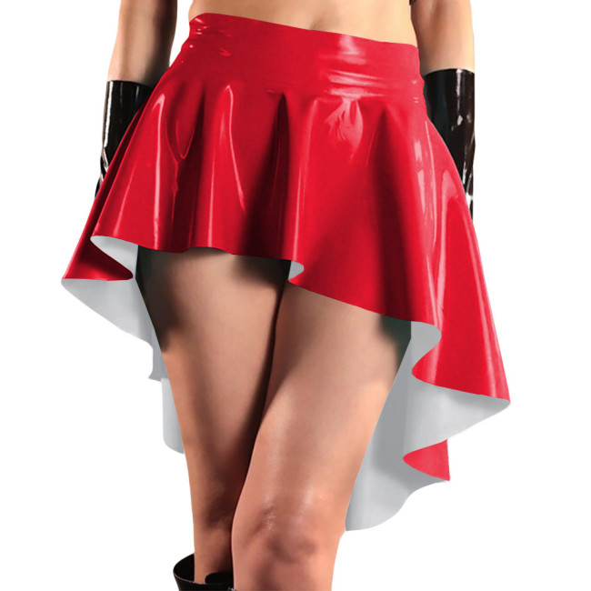Glossy High Waist Irregular Hem A-line Skirts PVC Vinyl Leather Swallow Tail Skirt Plus Size Club Swing Pleated Mini Skirts 8XL