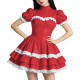 Shiny PVC Mini Prom Dress Puff Sleeves A-Line Short Vintage Evening Gowns Sweet Lockable Cosplay Party Costume Wetlook Clubwear