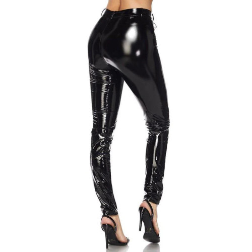 High Waist Vinyl PVC Leather High Street Pants Women Bodycon Stretchy Slim Trousers Ladies Zipper Pencil Pants Fetish Clubwear