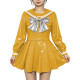 Anime Sailor Cosplay JK Uniform PVC Glossy Leather Sweet Sailor Suit Long Sleeve Bow Short Top with Pleated Mini Skirt Plus Size