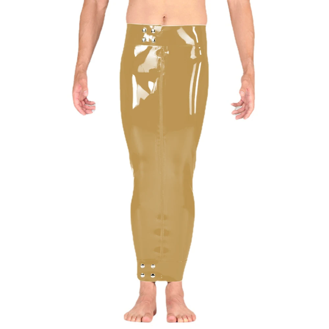Sexy Zipper Skinny Ankle Length Skirt for Men Sissy Shiny PVC Leather Long Pencil Skirts Nightclub Bodycon Hobble Clubwear