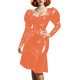 Glossy Patent Leather Evening Party Dress Women Puff Sleeve Flared Knee-length Dress Stretch PVC Club Prom Gowns Cosplay Costume