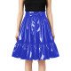 Plus Size Glossy Bow Flared Midi Skirt High Waist Ruffle A Line PVC Leather Swing Skirt Club Lolita Cosplay Party Skirts Bottoms