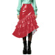Plus Size Wet PVC Leather Tiered Ruffle Midi Skirt Women High Waist Asymmetrical Irregular Hem Flared Skirt Fashion Bottom 8XL