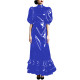 Plus Size Puff Short Sleeve PVC Shiny Long Dress Vintage Ankle-length Mermaid Dress Formal Outfit Carnival Cosplay Party Wear