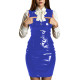 Fashion Sleeveless Button Down Vest Top High Waist Bodycon Mini Skirt Shiny Wet‑Look Suit Female Club Party Two‑Piece Outfits