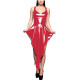 Sexy Glossy Sweetheart Neck Sleeveless Irregular Party Dress PVC Shiny Asymmetrical High Low Hem Dresses Carnival Stage Costume