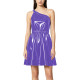 Women's Stylish PVC Glossy Leather Sleeveless Mini Dress Sexy One Shoulder A-line Dresses with Elastic-waist Plus Size Clubwear