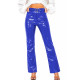 Women's Street Trendy High Waist PVC Shiny Pants Shiny Faux Leather Straight Leg Trousers Office Ladies Glossy Bottom Clubwear