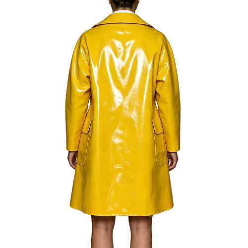 Women Men PVC Vinyl Leather Long Trench Coats Peter Pan Collar Long Sleeve Wet Look High Street Jacket Cosplay Party Costume