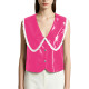 Plus Size Chic Vinyl PVC Leather Ruffle Sleeveless Top for Womens Wetlook Streetwear Ladies Office Lapel V-neck Tanks Jackets