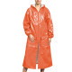 Plus Size Glossy Shiny PVC Hooded Tench Coat for Ladies Long Sleeves Wetlook Midi Jacket Button Front Oversized Poncho Outdoor