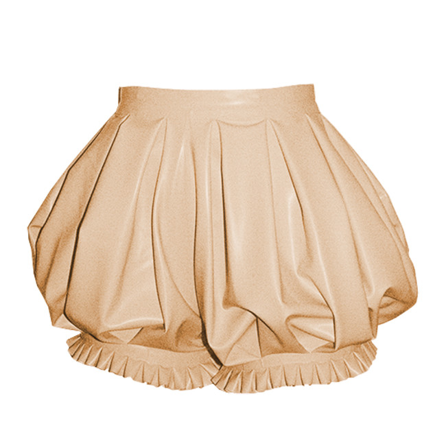 Glossy High Waist Ruffles Bloomers PVC Vinyl Leather Party Bubble Shorts Vintage Lolita Cosplay Pumpkin Shorts Wet Look Bottoms
