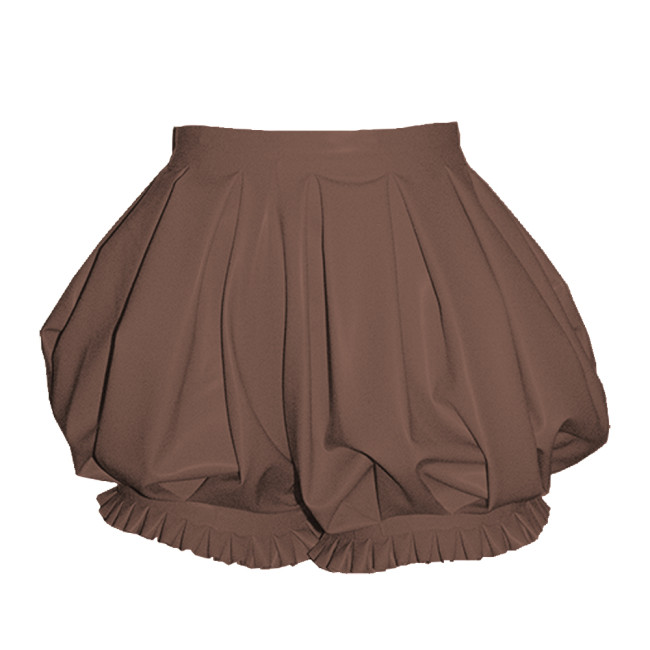Glossy High Waist Ruffles Bloomers PVC Vinyl Leather Party Bubble Shorts Vintage Lolita Cosplay Pumpkin Shorts Wet Look Bottoms