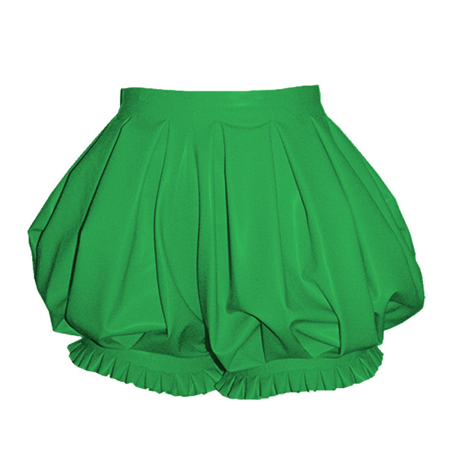 Glossy High Waist Ruffles Bloomers PVC Vinyl Leather Party Bubble Shorts Vintage Lolita Cosplay Pumpkin Shorts Wet Look Bottoms