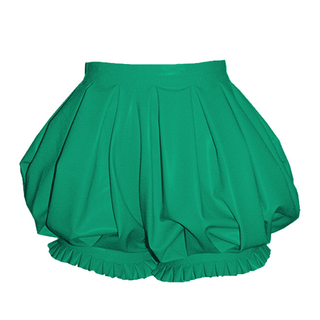 Glossy High Waist Ruffles Bloomers PVC Vinyl Leather Party Bubble Shorts Vintage Lolita Cosplay Pumpkin Shorts Wet Look Bottoms