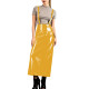 Women Shiny Faux Patent Leather Suspender Midi Skirt Glossy PVC High Waist Long Skirt with Adjustable Straps Streetwear Outfit
