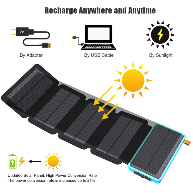 000mah Solar Power Bank Real Solar Charging Phone External Battery Charger