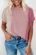 Textured Colorblock Crew Neck T Shirt