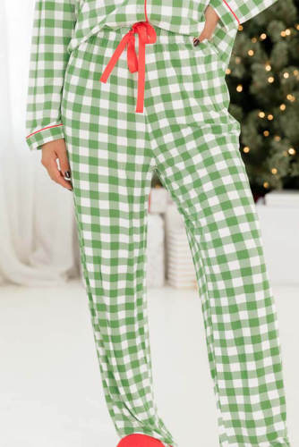 Christmas Plaid Print Shirt and Pants Pajama Set