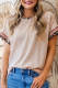 Jet Stream Leopard Patchwork Corded Knit Crew Neck T Shirt