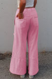 Mineral Wash Exposed Seam Drawstring High Waist Wide Leg Cargo Pants