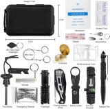 18 in 1 Emergency Survival Kit with Knife Blanket Bracelets Backpack Temperature Compass Fire Starter for Outdoors Sport