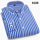 Men's New business slim stripe long short sleeve shirt versatile style cotton casual chemise shirt plus size men's shirts