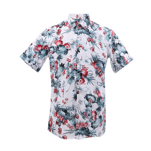 Fashion Hot Sale Men Hawaiian Flower-print Short Sleeve Summer Beach Style Shirts Holiday Casual Comfortable clothes