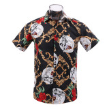 Fashion Hot Sale Men Hawaiian Flower-print Short Sleeve Summer Beach Style Shirts Holiday Casual Comfortable clothes