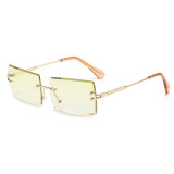 Metal Frame Transparent Rimless Square Frameless Sun Glasses Vintage 90s custom logo unisex Small Rectangle rimless sunglasses
