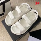 Designer Women Sandals High Quality Womens Slides Crystal Calf leather Casual shoes quilted Platform Summer Beach Slipper