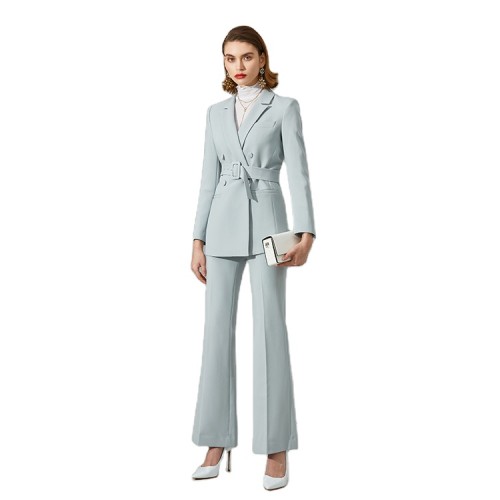 Lady business office formal suits Women Clothing Two Piece Blue Woman Pants Set High Custom For Fall