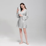 One Pieces Luxury Button Front Sleepdress Night Gown In Bulk Robes Pajamas Robe Women 100% Real Silk Satin Pajama