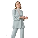 Lady business office formal suits Women Clothing Two Piece Blue Woman Pants Set High Custom For Fall