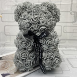 DIY 25 cm Teddy Rose Bear With Box Artificial PE Flower Bear Rose Valentine's Day For Girlfriend Women Wife Mother's Day Gifts