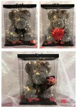 Teddy Bears With Box Flower 40Cm 25Cm Roses Valentines Foam Heart Red Gift Gifts Artificial Mini Preserved Valentine Rose Bear