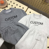 Wholesale Toddler Boy Suit Clothes 100% Cotton Kids Clothing Fleece Sweatshirt Two Piece Sets