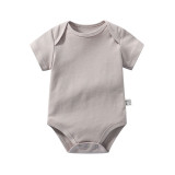 Custom OEM Service Factory Newborn Onesie GOTS 100% Organic Cotton Plain Baby Short Sleeve Unisex Clothes Romper Bodysuit Set