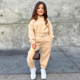 Custom LOGO Tracksuits For Girl Kids Fashion Hoodie And Sweatpants Set Girl Two Piece Hoodie sets