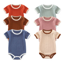 Newborn Baby 100% Ribbed cotton Adorable Solid Color Newborn Baby Clothes Organic Baby Romper Jumpsuit