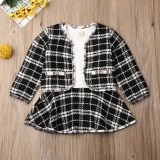 Autumn Winter Party Kids Clothes For Baby Girl Fashion Pageant Plaid Coat Tutu Dress Outfits Suit Toddler Girl Clothing Set