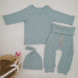 Waffle Newborn Clothes Baby Girls Coming Home Outfits Set Cute Cotton Letter Long Sleeve Bodysuit and Pants Bow Infant Clothing