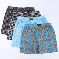 Wholesale Quality Pajamas Home Wear boxer Shorts Men's Underwear Polyester Plaid Boxer Briefs Plus Size UOKIN 1371