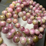 Natural 4A Brazilian Watermelon Tourmaline Round Bead Bracelet Jewelry Making Design DIY