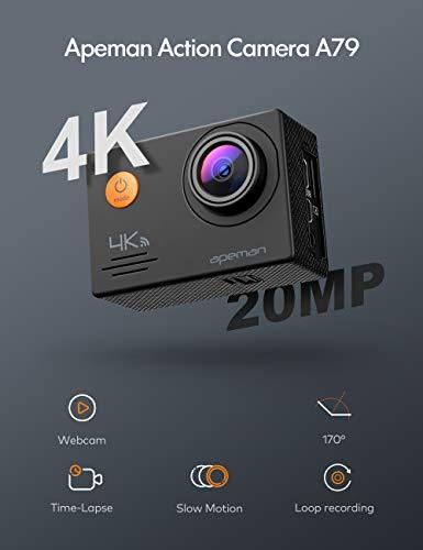 APEMAN Action Cam A79,4K WiFi 20MP Unterwasserkamera Digitale wasserdichte  40M Helmkamera (2.4G Fernbedienung und